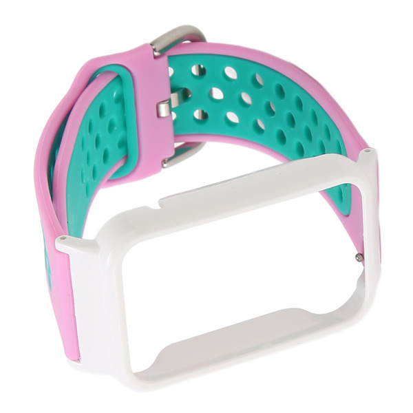 Andningsbart silikon watch med skyddande stötfångare Case Passar för Mi Band 7 Pro Rosa grönt och vitt case