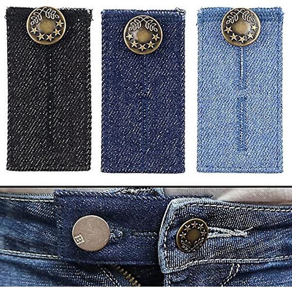 Justerbar knappförlängning för jeans och byxor - Set om 3, upp till 7,3 cm midjeförlängare