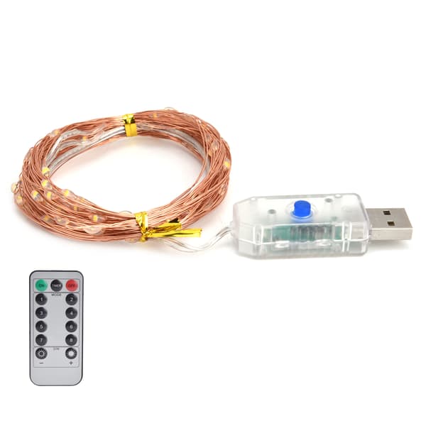 LED Fjärrkontroll Ljusslinga 8 Lägen USB-driven 10m/100LED Koppartråd Ljusslinga