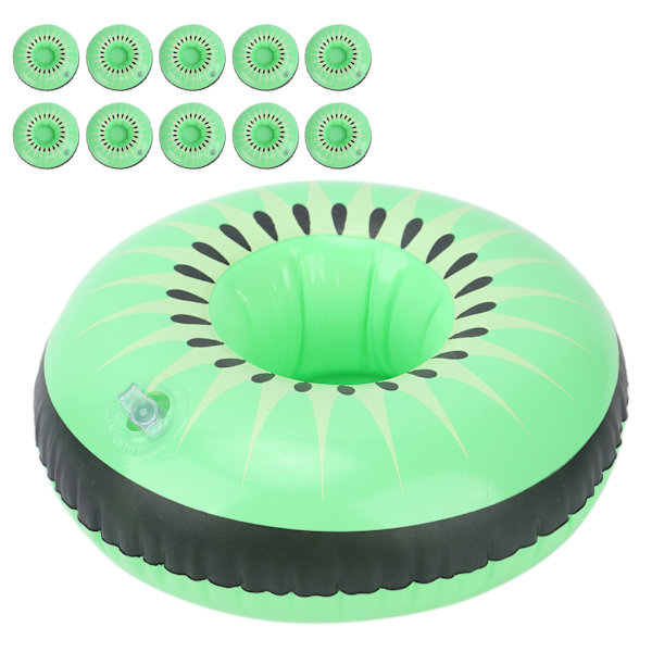 10 st Kiwi Fruit Pool Party Cup Holders Floats Återanvändbara Uppblåsbara Dryckeshållare Dekoration
