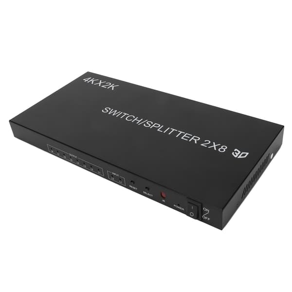 2x8 HD Multimedia Interface Switch 4Kx2K 2 in 8 ut HD Multimedia Interface Distributör med IR-fjärrkontroll US-kontakt