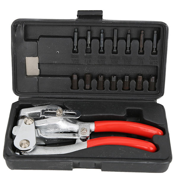 1 stk. Håndholdt Power Punch Kit Rustfrit Stål Jern Plast Hulpunch Tang-sort+rød (Skallfarven sendes tilfældigt)