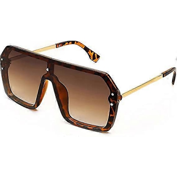 Klassiske Siamese One Piece Solbriller - Leopard - Flot Rammeløst Stilfuldt Retro Design til Kvinder og Mænd