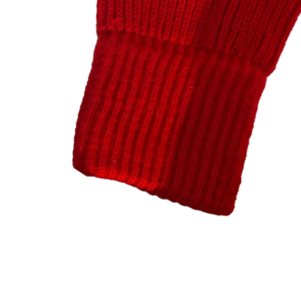 Vinterhandsker 2 Finger Eksponeret Design Akryl Fleece Ren Farve Lange Vinterstrikkede Handsker til Udendørs Indendørs Rød