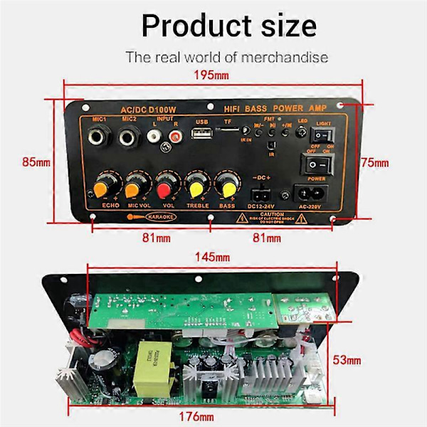 Max 300W Bluetooth Forstærkerkort 12V 24V 220V EU Stik