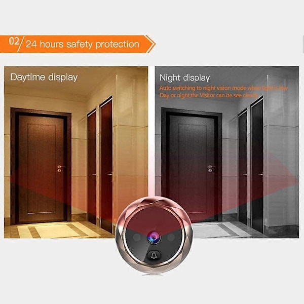 2,8 tommer LCD Video Dørklokke Cam Elektronisk Kighul 90 Graders Digital Dørklokke Viewer Dørøje Overvågning HD Kamera Overvågning Integreret Dørklokke Su