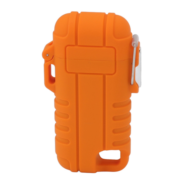 USB-oppladbar lighter, vindtett dobbel lysbue lighter, vanntett flammefri elektrisk lighter med hengehull for camping, oransje