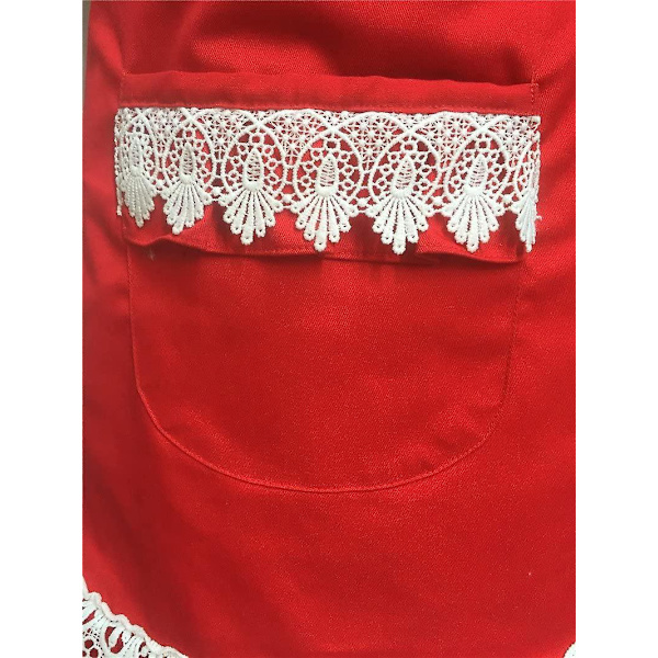 Vacker justerbar pärlförkläde för kvinnor och flickor - Perfekt present till läxor, butik, tårta och matlagning i köket (röd)