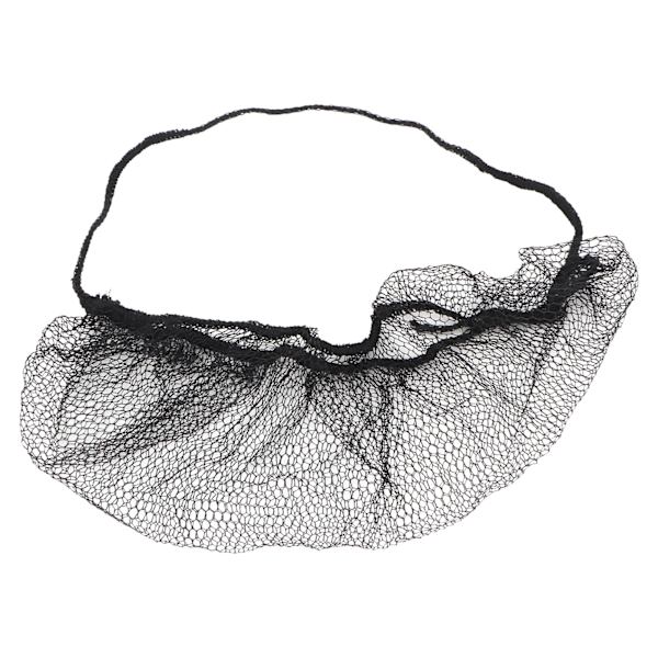 100 stk. skægbeskyttere, engangs, nylon, elastiske, åndbare, latexfri, sorte