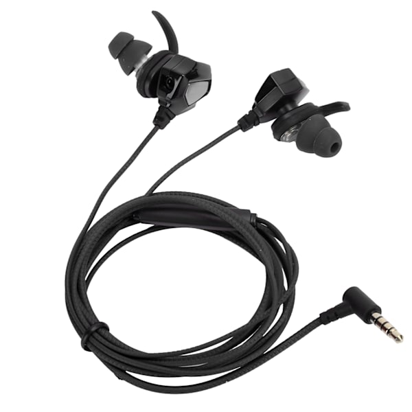 3,5 mm spelhörlurar för spel, ergonomiska subwoofer, minihörlurar, HiFi-stereo med mikrofon, svart silver