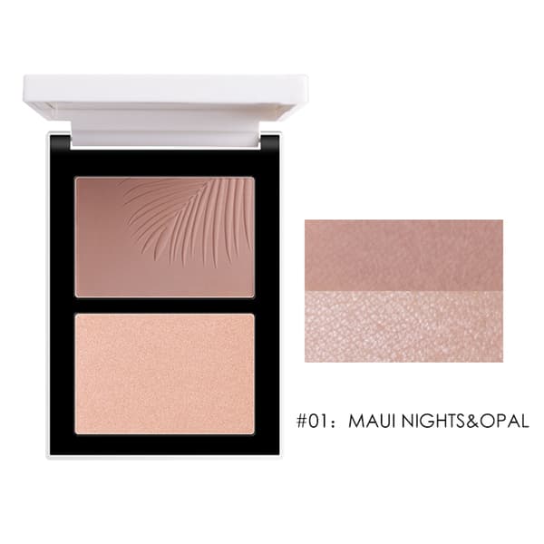 2-farget highlighterpulver ansiktskontur bronzer rouge lysnende sminke #1