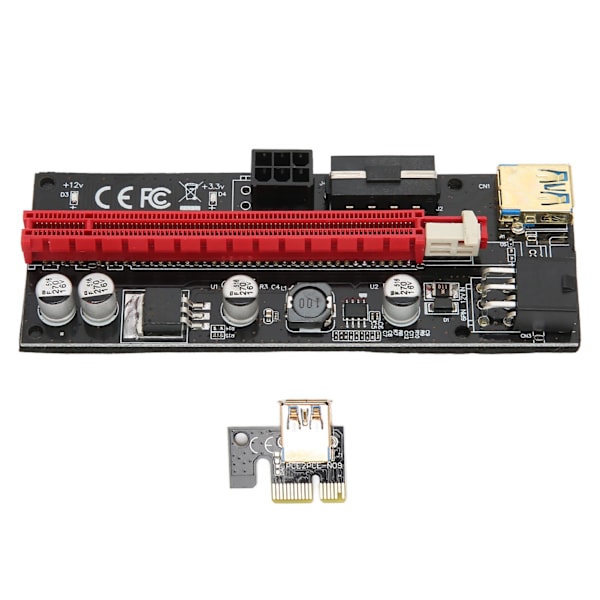 PCIE 1X til 16X Riser-kort 4 solide kondensatorer 6 PIN-interface USB-kabel fast spænde design PCIE GPU Riser Express-kabel Sort