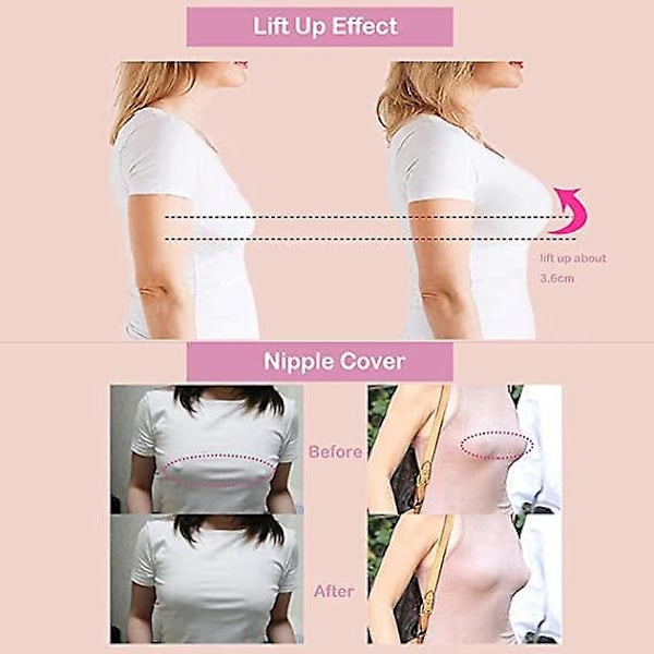 Usynlig Ryggløs Silikon BH - Push Up, Stroppeløs, Gjenbrukbar - Perfekt for Bryllup og Brystvortedeksel