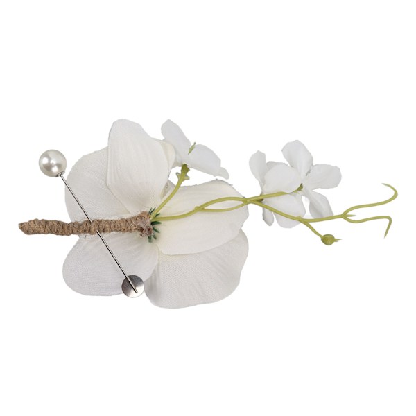 Elegant kunstig hvid bryllupsboutonniere til mænd (5 stk)