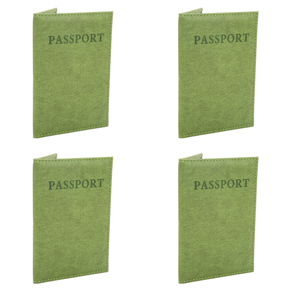 4 stk Passholder Utsøkt Myk Vanntett PU Lær Pass Oppbevaringsholder Deksel Lommebok for Reise Lysegrønn