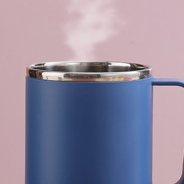 Kaffe Mugg 460ml 304 Rostfritt Stål Liner Läcksäker Elegant Bärbar Mugg för Utomhusaktiviteter Blå
