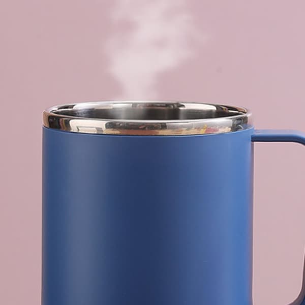 Kaffekrus 460ml 304 rustfrit stålforing Lækagesikkert Elegant bærbart krus til udendørs aktiviteter Blå
