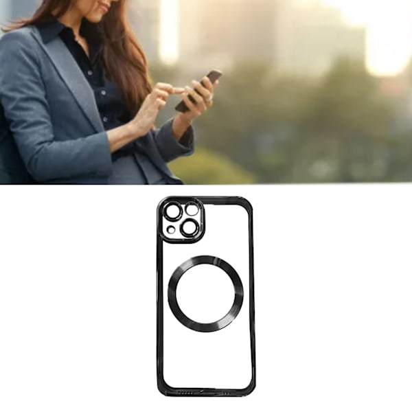 Trendigt elektropläterat magnetiskt sugfodral för iPhone, svart, för iPhone 13