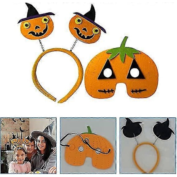 Halloween Gresskar Hodebånd Og Maske Kostyme Simulering Gresskar Hodebåndoransje1 Sett
