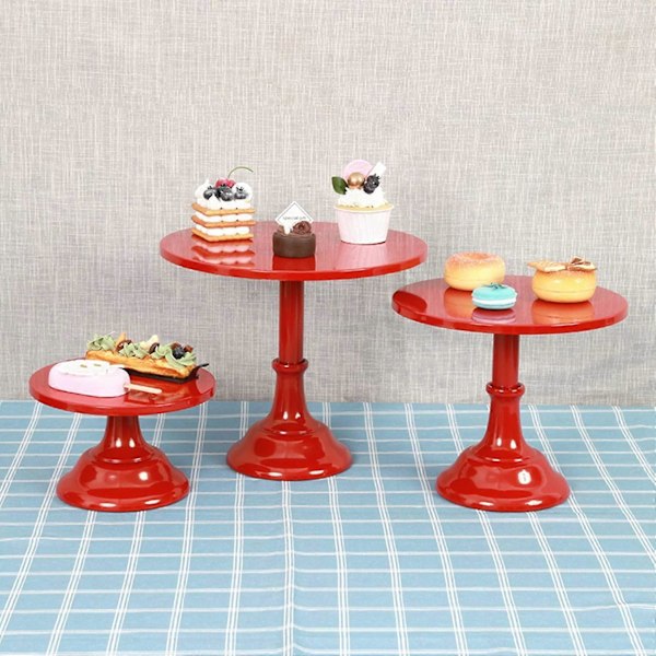 Metallinen rautainen kakkuvati pyöreä jalusta jälkiruokapidike cupcake-teline leivontaan, sopii syntymäpäiville ja häihin (keltainen S)