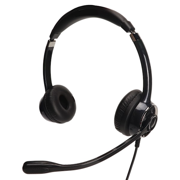 Kablet forretningsheadset med støydemping, ergonomisk binaural telefonhodetelefon med mikrofon for kontorsamtaler, dobbel 3,5 mm porter