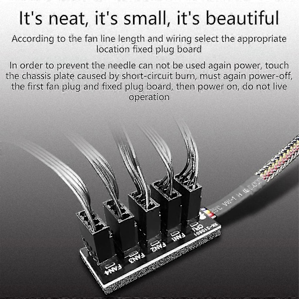 Kotelotuuletin Hub CPU Jäähdytys 5 Porttia 4 Pin PWM Ohjain Useita Pisteitä+kaapeli