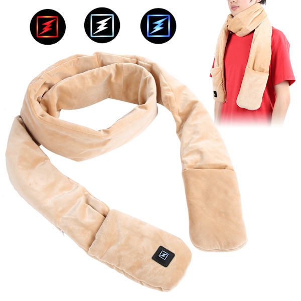 Talvi USB virralla toimiva sähkölämmityshuivi, jossa on 3 lämpötilan säädintä Outdoor Activity Light Tan