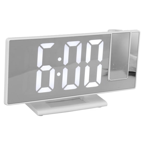 Digitalt projektionsvækkeur til soveværelser Stort LED-display Spejlprojektionsvækkeur Hvid