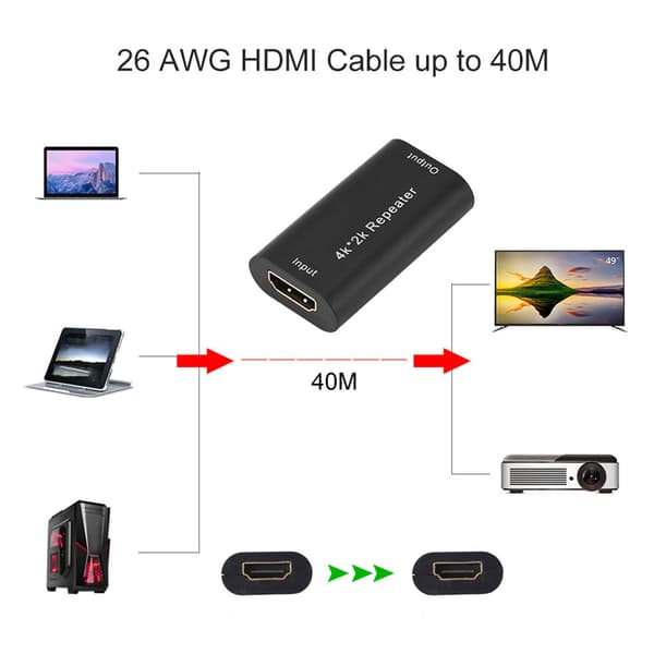 1080P HDMI Repeater Extender Booster Adapter 3D Over Signal HDTV Sort 40M