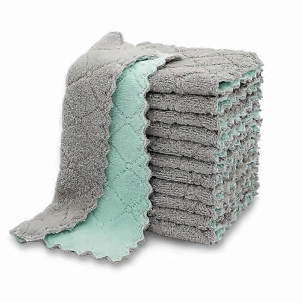 10 stk. køkkenklude, bløde genanvendelige viskestykker, superabsorberende rengøringsklude til husholdningen, tilfældig farve, 14 * 24 cm