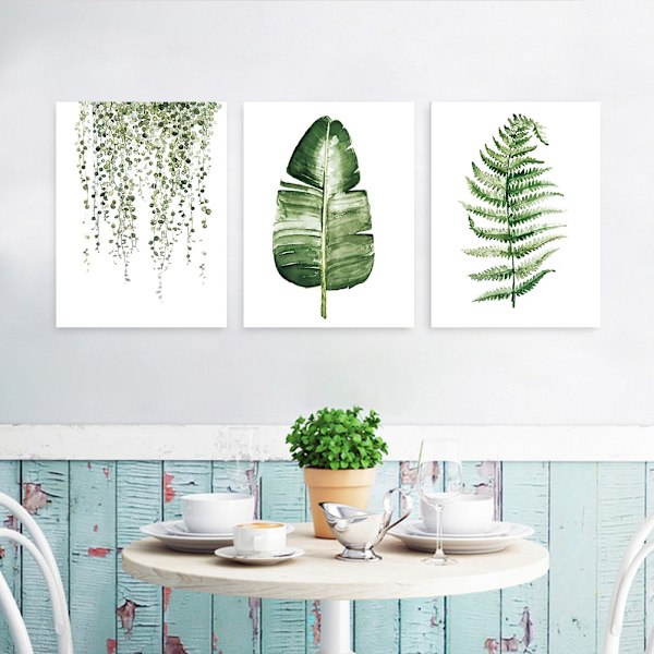 3 st/set lantlig stil gröna växter canvasmålning bild modern vardagsrum sovrumsdekoration