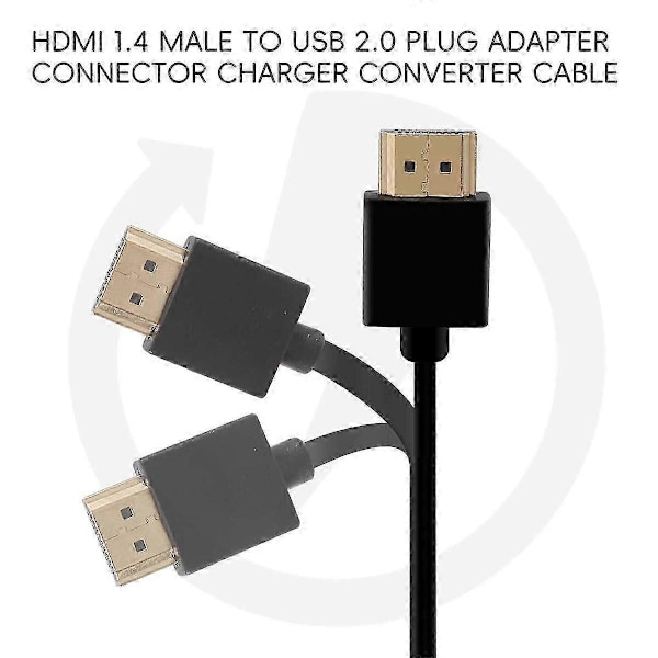 HDMI-kompatibel 1.4 Hann til USB 2.0 Plugg Adapter Kobling Lader Konverter Kabel