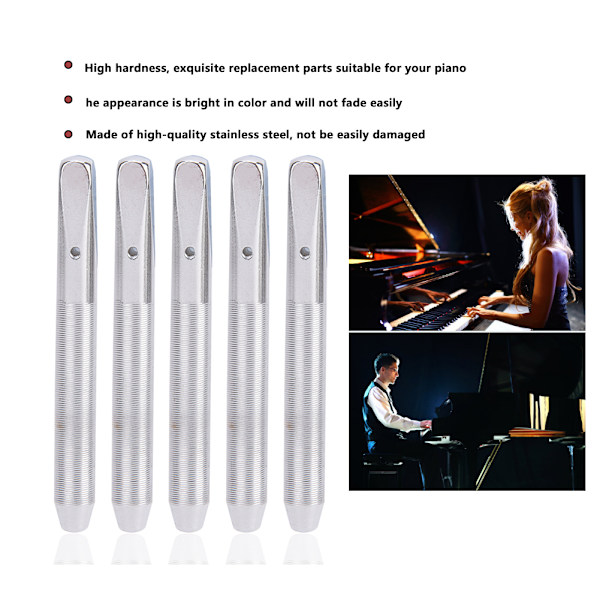 5 st piano stämningsstift i silverfärgat rostfritt stål - högkvalitativa tillbehör för musikinstrument