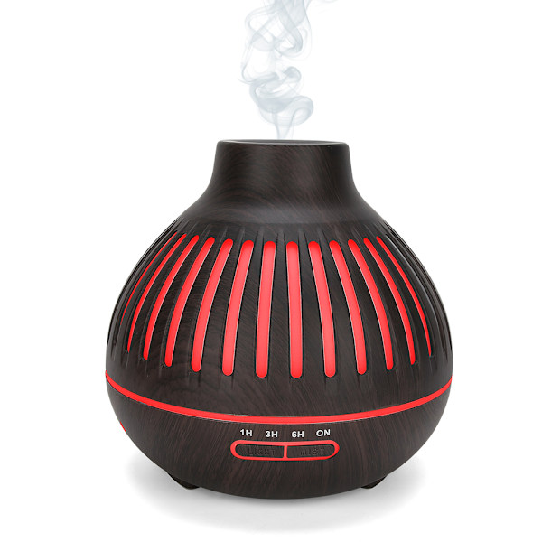 400 ml 7-farget LED aromaterapi luftfukter aroma diffusor mini luftrenser (mørk trekorn) 100-240VUS plugg