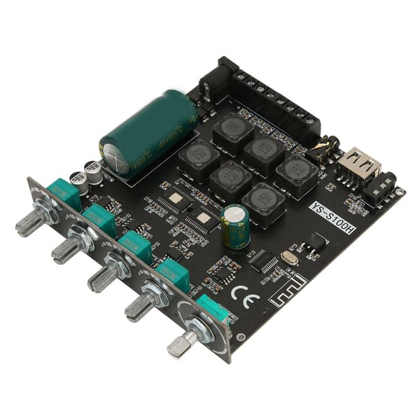 Digital effektforsterkermodul 2.1-kanals stereo Bluetooth 5.1 lydforsterkermodul med subwoofer DC12-24V