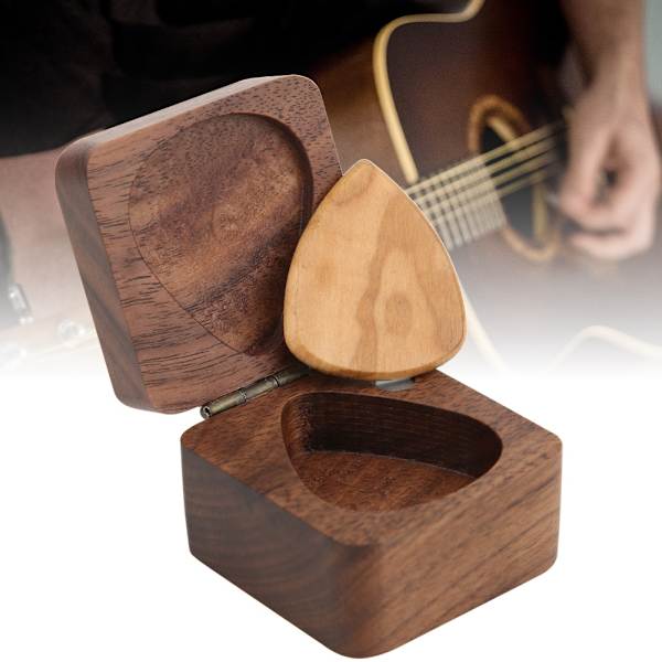 Trägitarrplockfodralhållare Behållare Kubisk Plectrum Förvaringslåda Gitarrddelar