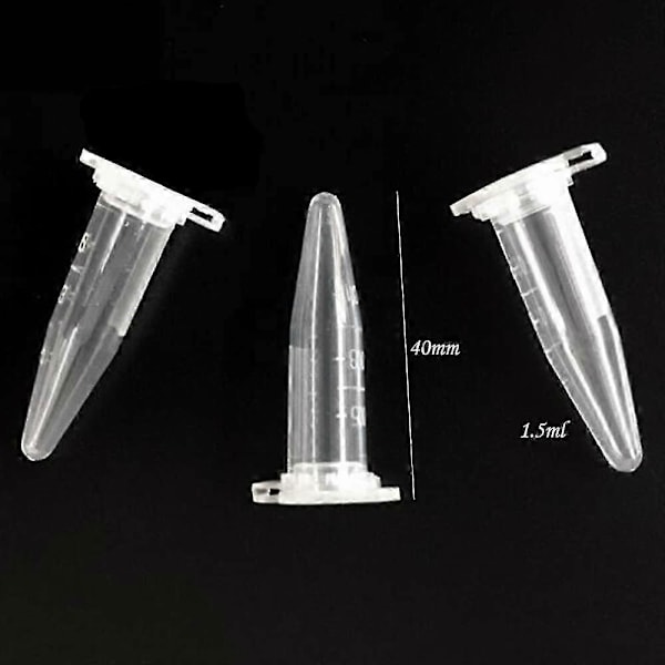 1000 st Mini Centrifugrör 1,5 ml Graderade Genomskinliga Plast Centrifugflaskor med Platt Snäpplock