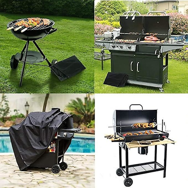 Grillöverdrag BBQ-överdrag Anti-UV Anti-vatten Anti-fukt med förvaringsväska Svart för Weber, (80*66*100CM)