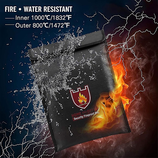 Brandsäker Dokumentväska 15 X 11 tum Silikonbelagd Brandsäker Väska