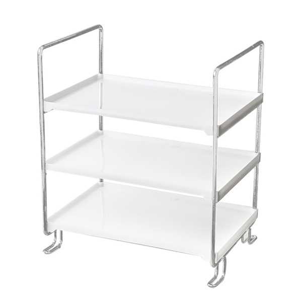 Skrivebords makeup-arrangør rack PP smedejern aftagelig nem adgang krydderi rack arrangør til køkken badeværelse 3 lag