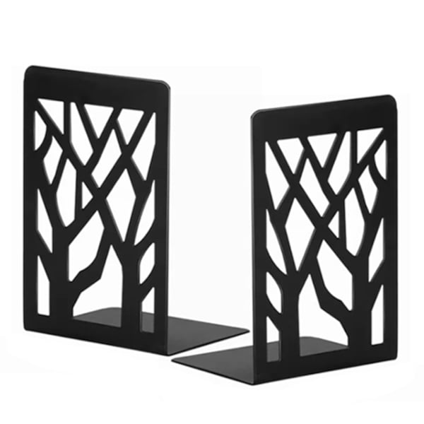 2 paria Tree Design Kirjan pää, rautainen retromusta koristeellinen kulutusta kestävä kirjatulppa kouluun