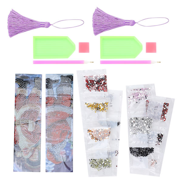 2 sarjan timanttikirjanmerkit 5D DIY-maalaus Kristalliompelu Tassel Santa CrossStitch