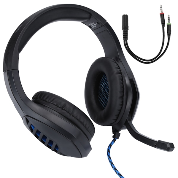 Kuulokemikrofonit J1 Head Band -tyyppiset kuulokkeet Peliluurit 50 mm stereokaiutin mikrofonilla Musta ja sininen