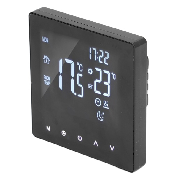 Digital termostat LCD-skærm programmerbar smart touch-skærm gulvvarme kedelcontroller sort AC90‑240V K2MRH3A