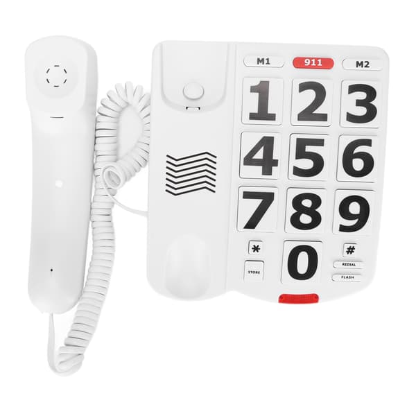 Telefon med store knapper, fasttelefon med store knapper som er lett å lese og superhøye ringetoner
