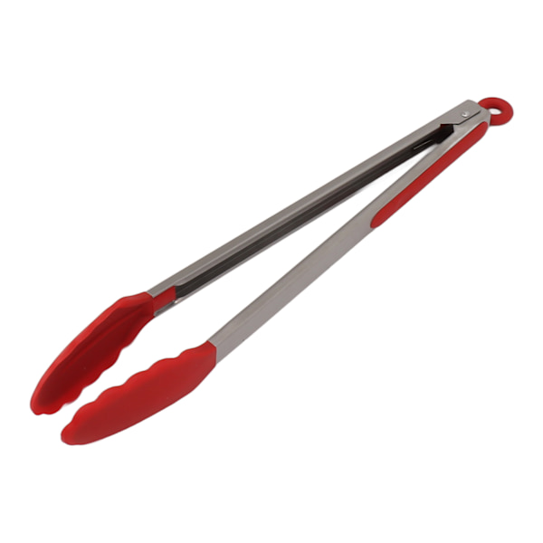 Kjøkkentenger i silikon, rustfritt stål, varmebestandig, sklisikker, matserveringstenger for baking, matlaging, rød, 40 cm / 15,7 tommer