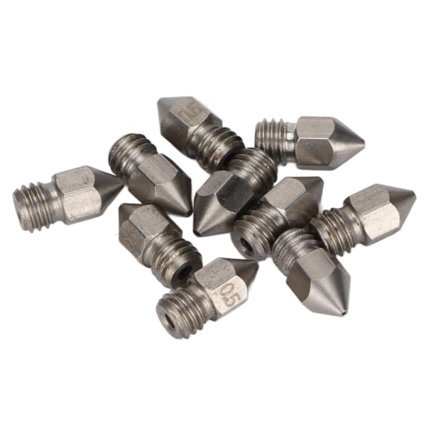 10 st 3D-skrivarmunstycken MK8 rostfritt stål 1,75 mm extruderingstryckhuvuddelar tillbehör 0,5 mm
