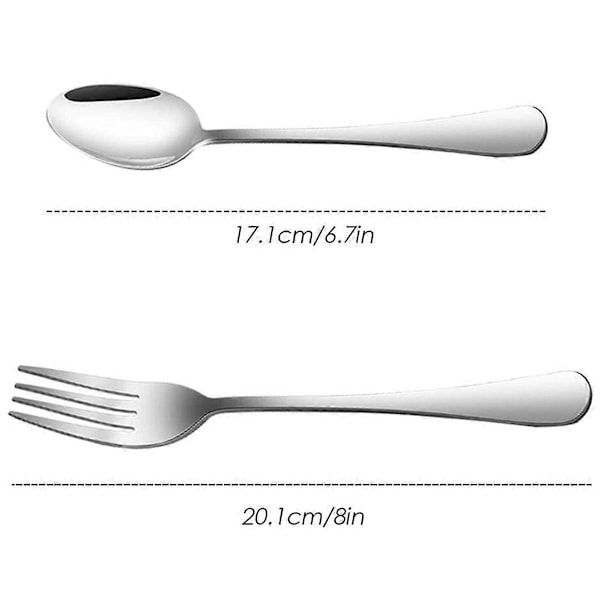 Set med 12, middagsgafflar (20 cm) och skedar (17 cm) i rostfritt stål