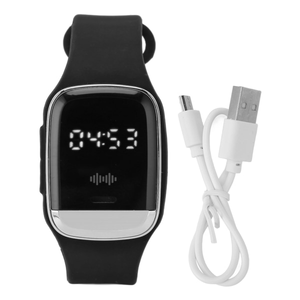 Ultralydsafvisende urremme Time Display Temperaturovervågning USB Genopladeligt Repellent Armbånd Sort