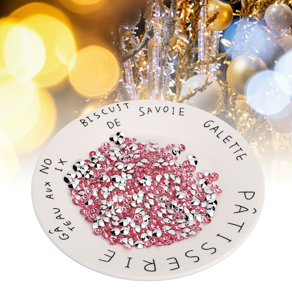 1000 stk. 8 mm Rhinestone sølvbelagt bund akryl diamant til bryllup DIY negle skønhed dekorationPink